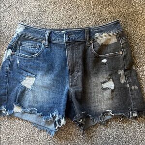 CAbi Two-Tone Distressed Jean Shorts